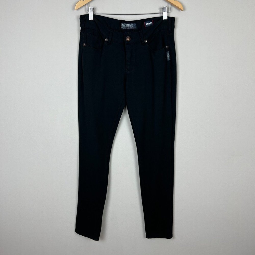 Silver Jeans Aiko Mid Rise Super Skinny Pants Women 32 Black Knit Super Stretch
